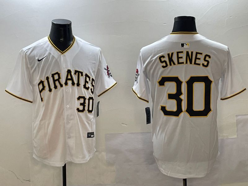 Men Pittsburgh Pirates #30 Skenes White Game 2025 Nike MLB Jersey style 1